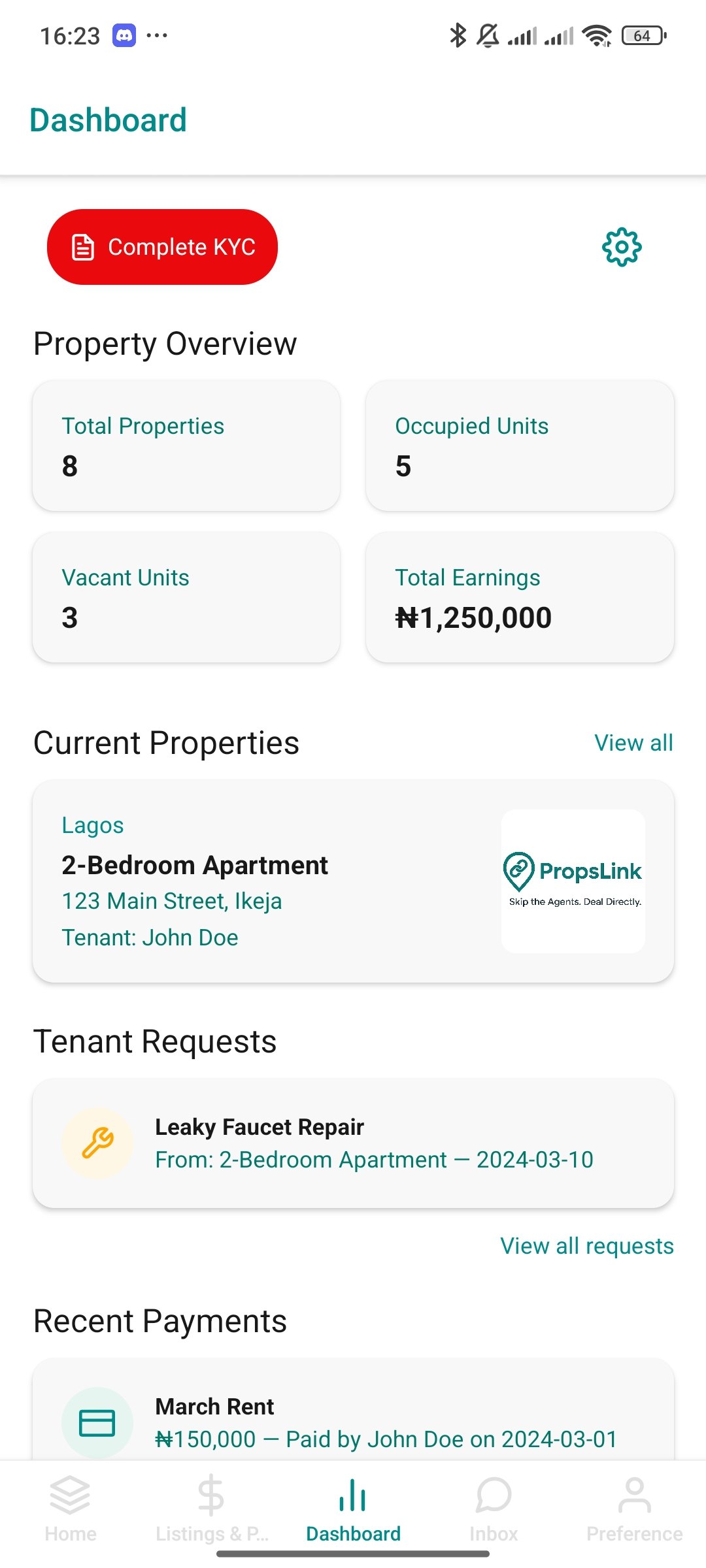 PropsLink App Screenshots {' '} 1